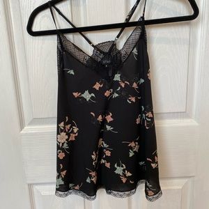 Black floral tank top